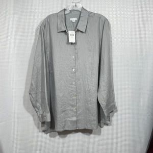 J Jill L/S Gray Linen Button Down Shirt